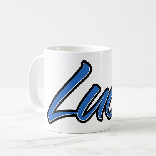 Luca Vorname Name blue Tasse Kaffeetasse コーヒーマグカップ (正面左)
