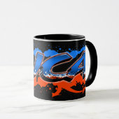 Luca Vorname Name Graffiti blue orange Tasse マグカップ (正面右)