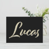 Lucas Name white gold Handwriting Karte カード (スタンド正面)