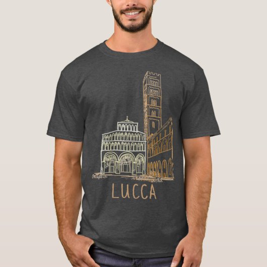 Lucca Italy Unique Hand Drawn Art Gift Men Women Tシャツ (正面)