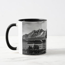 Lucerne city chapel bridge black/white photo mug マグカップ