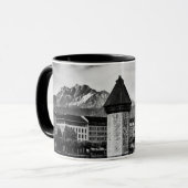 Lucerne city chapel bridge black/white photo mug マグカップ (正面左)