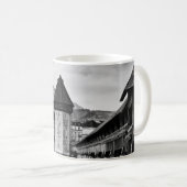 Lucerne city chapel bridge black/white photo mug マグカップ (正面右)