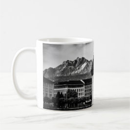 Lucerne city chapel bridge black/white photo mug マグカップ