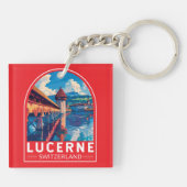 Lucerne Switzerland Travel Art Vintage キーホルダー (裏面)