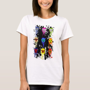 Lucha Libreのマスクのメキシコレスリングのペンキのしぶき Tシャツ