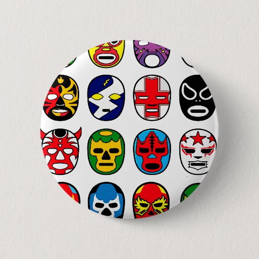 Lucha Libreのマスクのレスリング選手のメキシコレスリング 缶バッジ (正面)