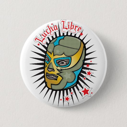 Lucha Libreのメキシコレスリングのマスク 缶バッジ (正面)