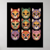 Lucha Libre Cat Mask Funny Luchador Mask Gato ポスター (正面)