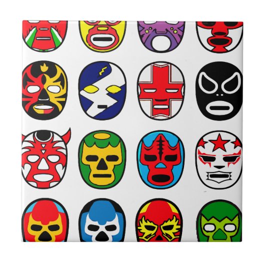 Lucha Libre Luchadorのメキシコレスリングのマスク タイル (正面)