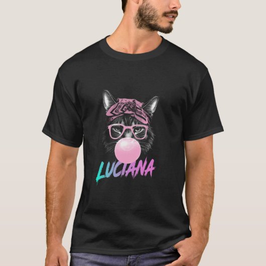 LUCIANAかわいい猫かわいい女の子 Tシャツ (正面)