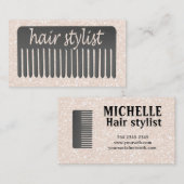 Lucidaの手書きのタイポグラフィの美容師及び櫛 名刺 (正面/裏面)