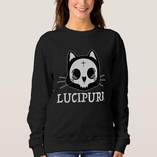 Lucifer Occult Satanic Cat Lucipurr Antichrist Bap スウェットシャツ (正面)