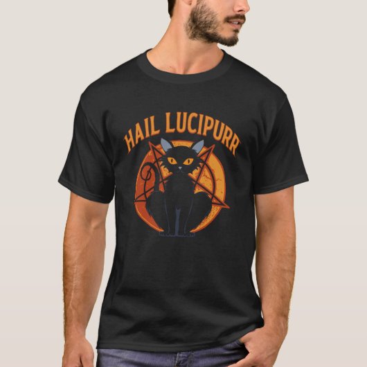 Lucipurr  Satanic Baphomet Occult Gothic Demon Cat Tシャツ (正面)
