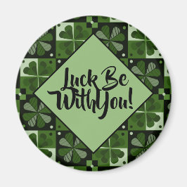 Luck Be With You Shamrock Checkerboardパターン マグネット