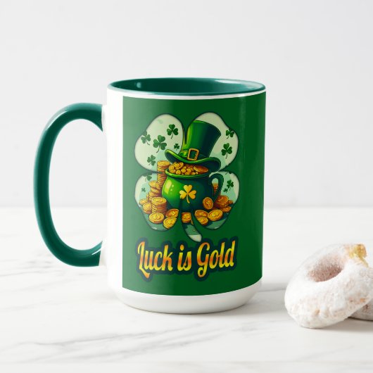 Luck Is Gold St Patrick’s Day - caneca マグカップ (ドーナツ付き)