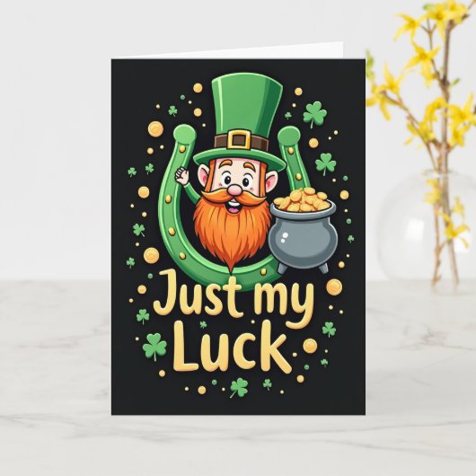 Luck Leprechaun Glitter Texture Card カード (黄色い花)
