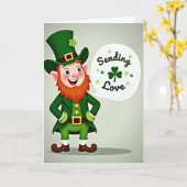 Luck Leprechaun Sending Love Card カード (黄色い花)