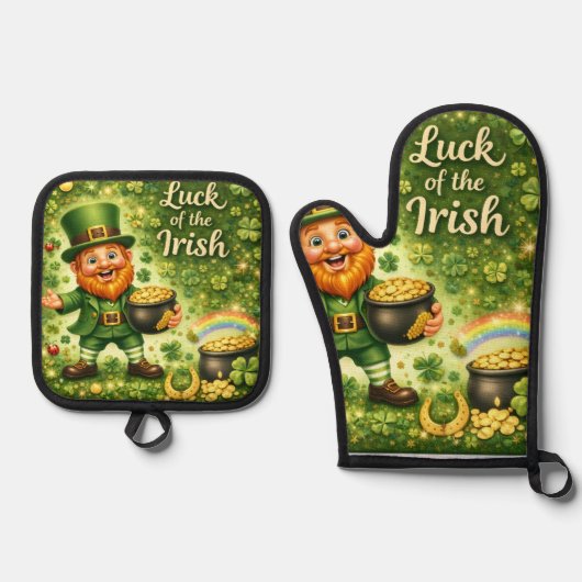 Luck of the Irish Pot Holder Set  鍋つかみ&鍋敷きセット (正面)