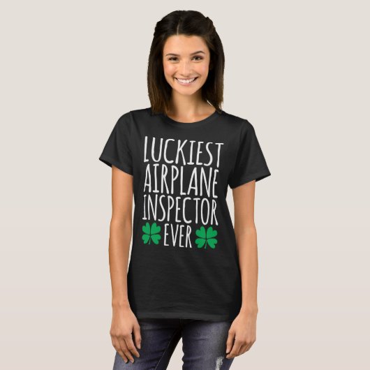 Luckiest Airplane Inspector Ever  St Patricks Day Tシャツ (正面フル)