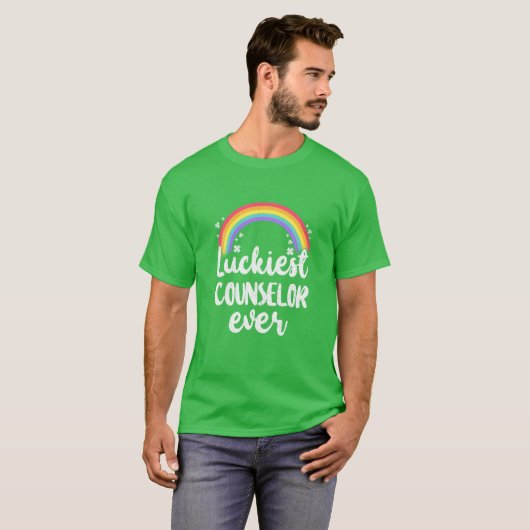Luckiest Counselor Ever Rainbow Happy St Patricks Tシャツ (正面フル)