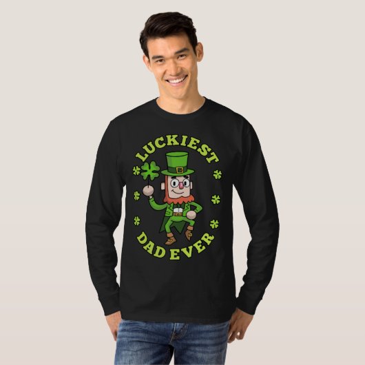 Luckiest Dad Ever Leprechaun Shamrock St Patricks  Tシャツ (正面フル)