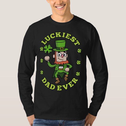 Luckiest Dad Ever Leprechaun Shamrock St Patricks  Tシャツ (正面)