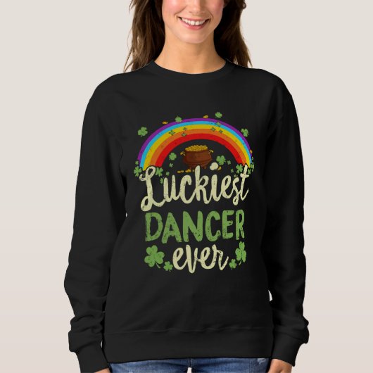 Luckiest Dancer Ever St Patricks Day Rainbow Men W スウェットシャツ (正面)