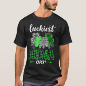 Luckiest Nina Ever Shamrock Green Plaid St Patrick Tシャツ (正面)