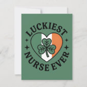 Luckiest Nurse Ever Irish Shamrock Art シーズンカード (正面)