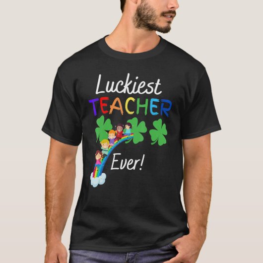 Luckiest Teacher Ever Child Riding Rainbow St Patr Tシャツ (正面)
