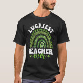Luckiest Teacher Ever Four Leaf C St Patrick's Day Tシャツ (正面)