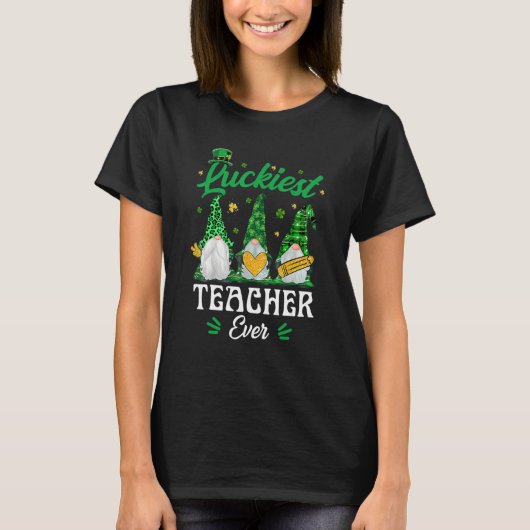 Luckiest Teacher Ever Funny Gnomies St Patrick's D Tシャツ (正面)