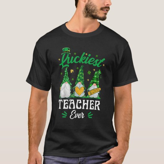 Luckiest Teacher Ever Funny Gnomies St Patrick's D Tシャツ (正面)