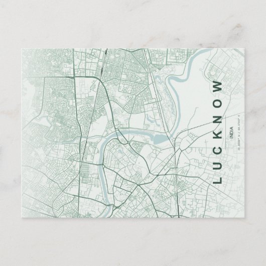 Lucknow India City Map Minimal Design ポストカード (正面)