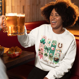 Lucky パーソナライズされた You Green and Pink Women's スウェットシャツ