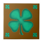 Lucky 4 Leaf Irish Clover 5 brown small tile タイル (正面)