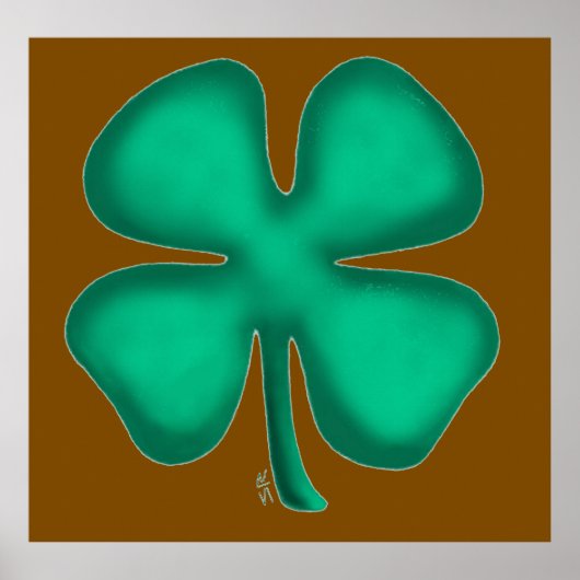 Lucky 4 Leaf Irish Clover brown matte poster ポスター (正面)