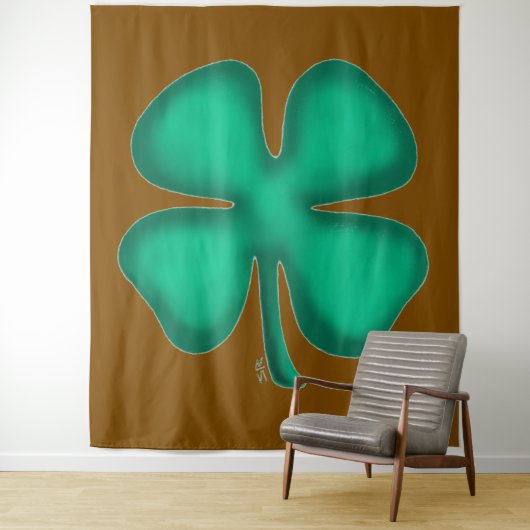 Lucky 4 Leaf Irish Clover brown tapestry タペストリー (インサイチュ)