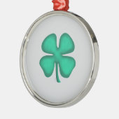 Lucky 4 Leaf Irish Clover gray rd premium ornament メタルオーナメント (左)