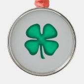 Lucky 4 Leaf Irish Clover gray rd premium ornament メタルオーナメント (正面)