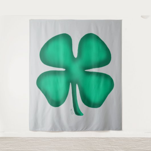 Lucky 4 Leaf Irish Clover gray tapestry タペストリー (正面)