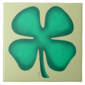 Lucky 4 Leaf Irish Clover light green large tile タイル (正面)