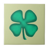 Lucky 4 Leaf Irish Clover light green small tile タイル (正面)