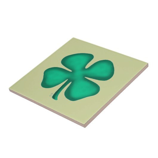 Lucky 4 Leaf Irish Clover light green small tile タイル (側面)