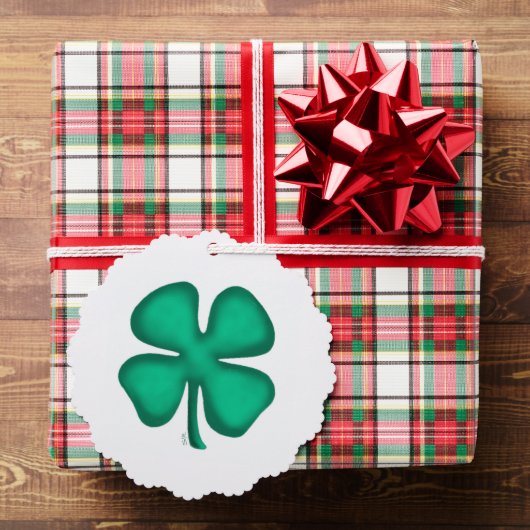 Lucky 4 Leaf Irish Clover scalloped paper ornament オーナメントカード (インサイチュ (ギフト))