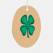 Lucky 4 Leaf Irish Clover tan round metal ornament メタルオーナメント (正面右)