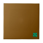 Lucky 4 Leaf Irish Clover tiny brown small tile タイル (正面)