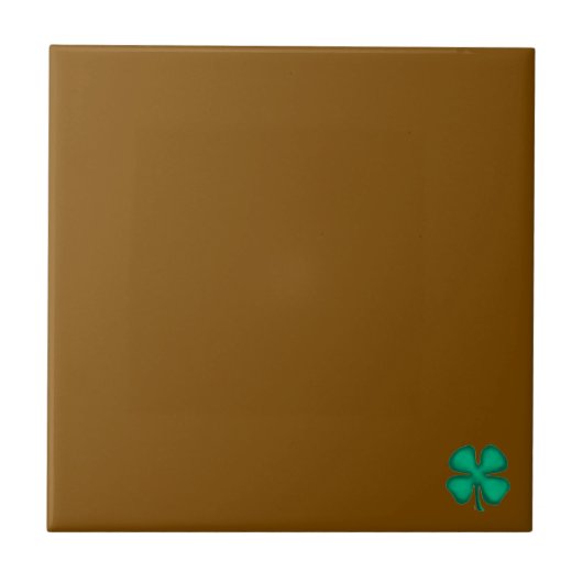 Lucky 4 Leaf Irish Clover tiny brown small tile タイル (正面)