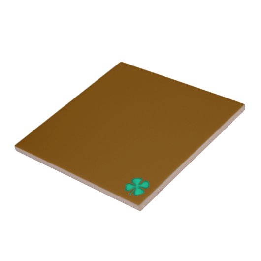 Lucky 4 Leaf Irish Clover tiny brown small tile タイル (側面)